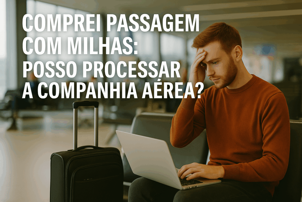 Homem observa bagagem em esteira de aeroporto, representando preocupação com extravio após compra de passagem com milhas.